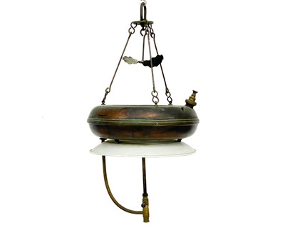 Lot 214 - A brass and enamel Tilley pressure 'lifebuoy' lamp.