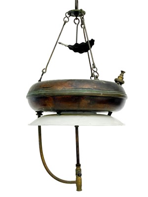 Lot 214 - A brass and enamel Tilley pressure 'lifebuoy' lamp.