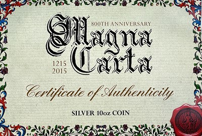Lot 114 - Cased 10 ounce (311 gms) 2015 Guernsey £50 proof silver and 24 carat gold plated coin