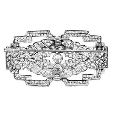 Lot 100 - An exquisite Art Deco platinum diamond set brooch.