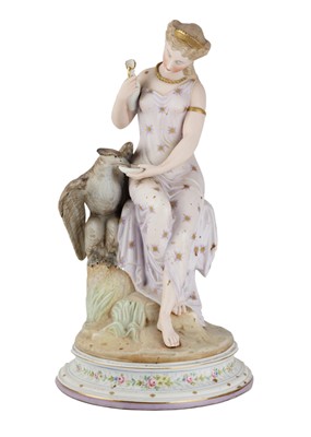 Lot 395 - A late 19th century Continental bisque porcelain figure of Hebe.