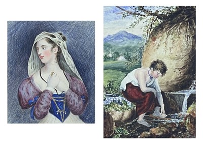 Lot 321 - Two 19th Century watercolours miniatures