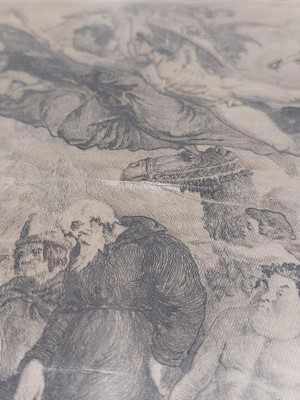 Lot 173 - A 19th century etching on silk.