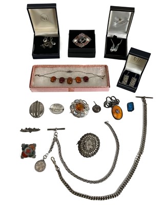 Lot 383 - A selection of silver and other costume jewellery.