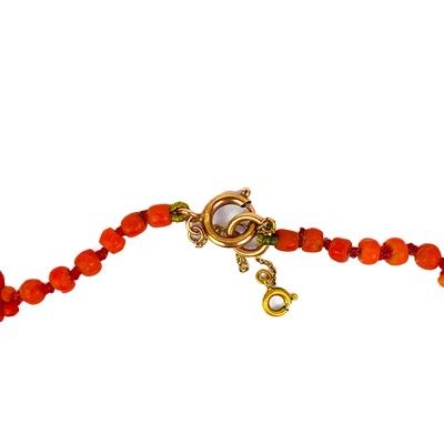 Lot 148 - A 19th century coral fringe necklace and bracelet set.