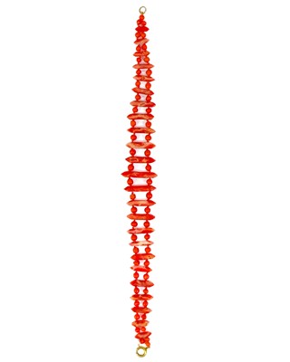 Lot 148 - A 19th century coral fringe necklace and bracelet set.