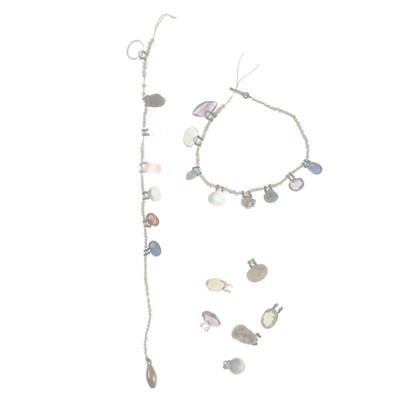 Lot 369 - Two delicate beaded bracelets with gemstones.