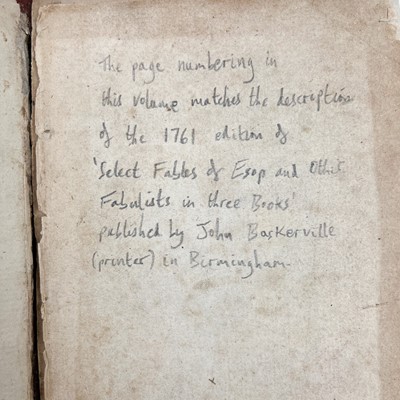 Lot 540 - [Aesop. Select Fables of Esop and other Fabulists]