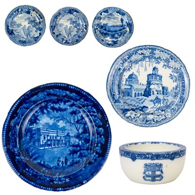 Lot 204 - Six pieces of blue printed pearlware.