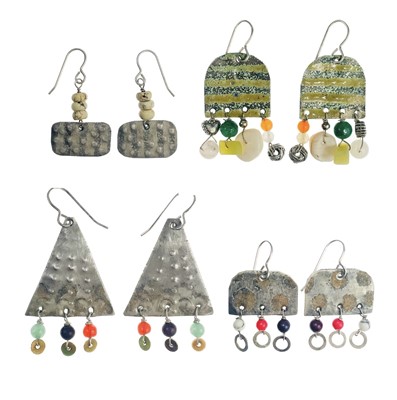 Lot 397 - Four pairs of Nancy Pickard drop earrings.