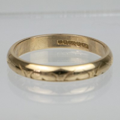 Lot 49 - Three 9ct gold patterned rings.