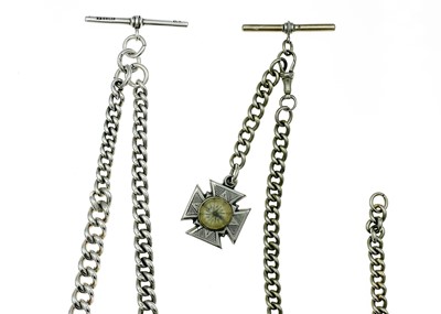 Lot 63 - Two silver Albert pocket watch chains.