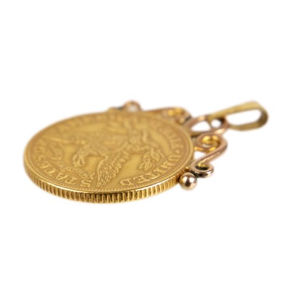 Lot 191 - A 1901 American 5 dollar coin, 9ct mounted pendant.