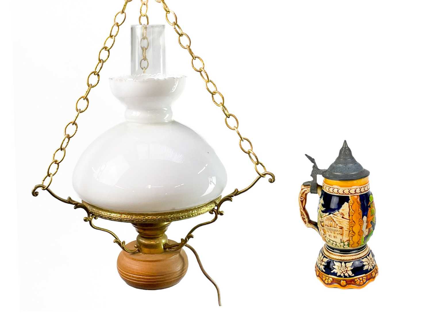 Lot 102 - A Victorian style electric hanging lamp.