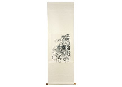 Lot 113 - A Chinese scroll depicting roses, 20th century.