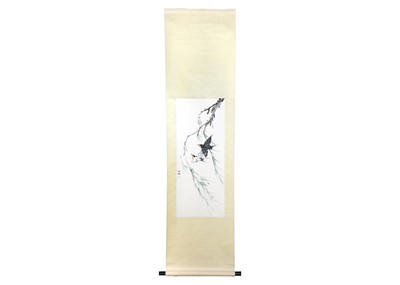 Lot 1057 - A Chinese scroll depicting swallows, by Chaw-i-Chou. (1920).