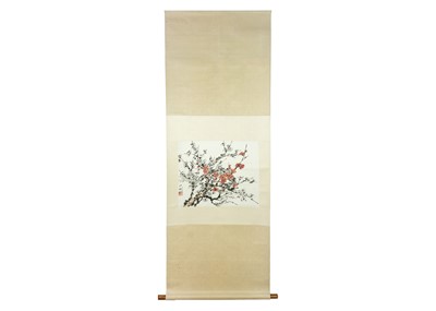 Lot 1055 - A Chinese scroll depicting a plum blossom tree, 20th century.