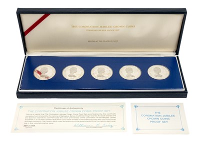 Lot 31 - Sterling Silver Proof Crown Sized British Commonwealth 1978 Silver Jubilee coins (x5)