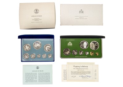 Lot 32 - Silver Proof British Commonwealth Coin Sets: Belize and Guyana