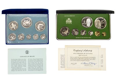 Lot 32 - Silver Proof British Commonwealth Coin Sets: Belize and Guyana