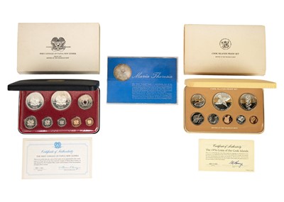 Lot 34 - Silver Proof British Commonwealth coin sets: Papua & New Guinea & Cook Islands+ Marie Therese Thaler