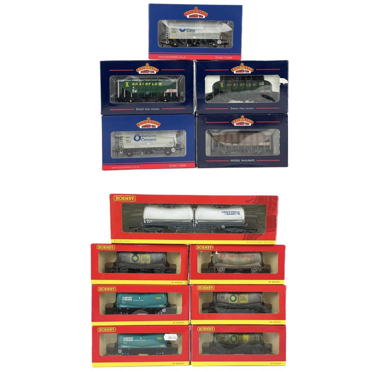 Lot 506 - Hornby / Bachmann boxed "OO" Tiger, and hopper wagons PCA and PAF private owner tank wagons(x12)