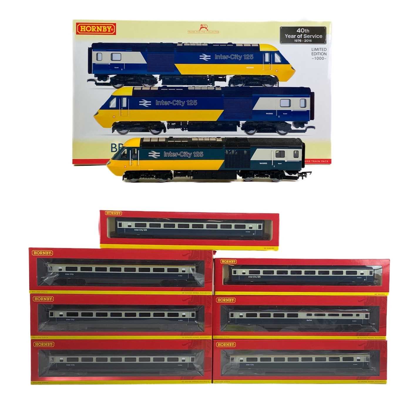 Lot 521 - Hornby "OO" Intercity 125 "40th Year of Service 1976 - 2016" pack plus 7 compatible carriages