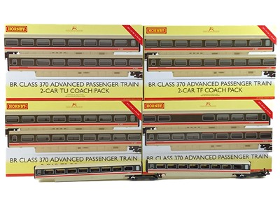 Lot 523 - Hornby "OO" BR class 370 APT TF/TRBS/TS and TU compatible carriages (total of 8 vehicles)