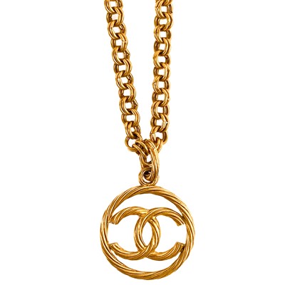 Lot 380 - A Chanel 24ct gold-plated CC medallion pendant necklace, circa 1993.