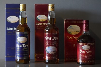 Lot 78 - Two 70cl bottles of Nevis Dew Scotch whisky and one other