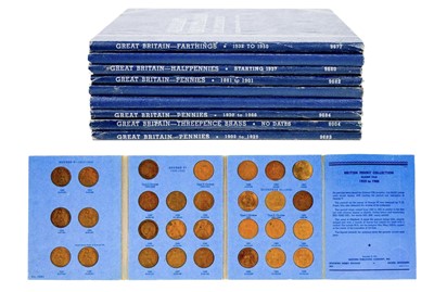 Lot 45 - GB pre-decimal farthings to three pence brass coins in nine Whitman Folders