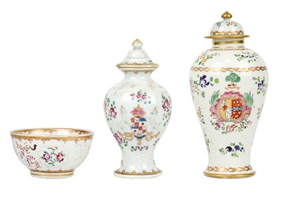 Lot 121 - Two Samson porcelain famille rose vases, in Chinese export style, circa 1900.
