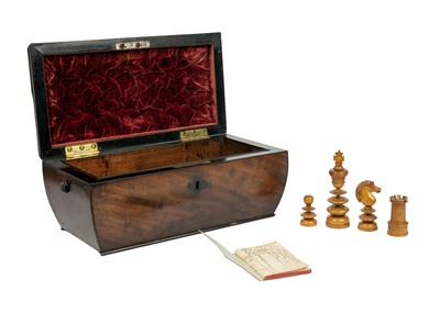 Lot 217 - A Lund St George pattern style boxwood and ebony chess set.