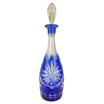 Lot 400 - A Bohemian blue flash decanter and stopper.