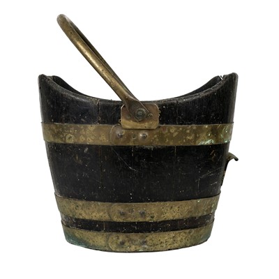 Lot 88 - A 19th century brass bound coopered oak bucket.