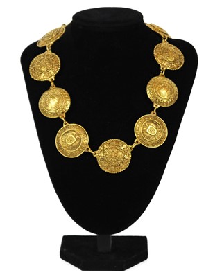 Lot 513 - A Chanel 24ct gold-plated medallion necklace, circa 1990-91.