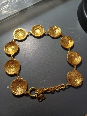 Lot 383 - A Chanel 24ct gold-plated medallion necklace, circa 1990-91.