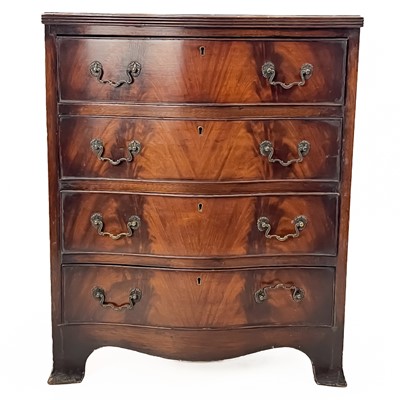 Lot 81 - A diminutive Georgian style serpentine fronted mahogany chest of drawers.