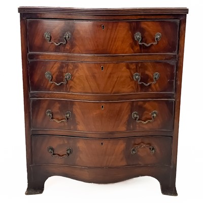 Lot 81 - A diminutive Georgian style serpentine fronted mahogany chest of drawers.