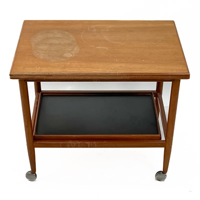 Lot 1 - A mid century teak swivel fold over trolley by Arrebo Møblor.