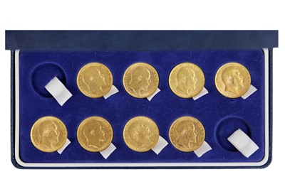 Lot 198D - King Edward VII gold set of eight sovereigns in high grade from 1903 to 1910