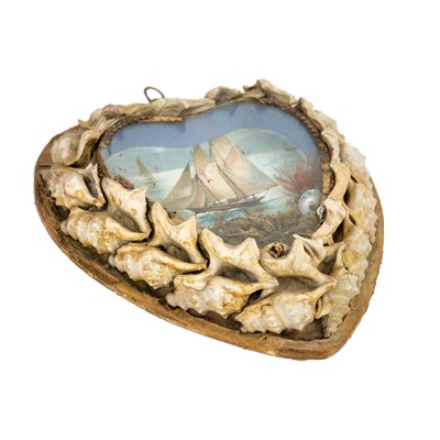 Lot 67 - A late Victorian shellwork circular maritime diorama.