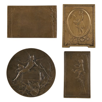 Lot 263 - A French bronze plaque Le Nid, after Jean-Baptiste Daniel-Dupuis