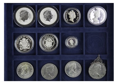 Lot 63 - Silver proof crown size / Britannia and coins