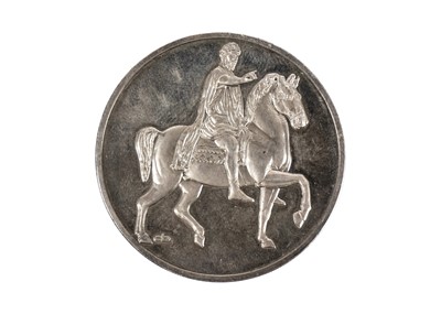 Lot 217 - Commemorative medallion of Roman mounted rider "Marcus Aurelius"