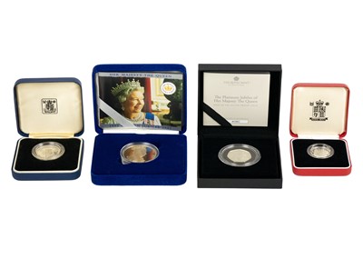 Lot 69 - GB silver proof Royal Mint cased coins 50 pence, £1, £2 and £5 (total 4 coins)