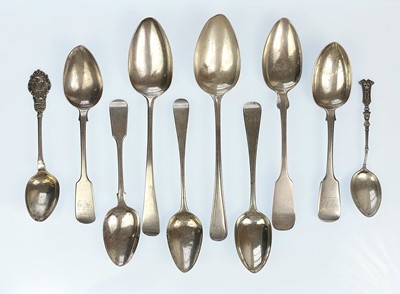 Lot 65 - A collection of ten silver spoons.