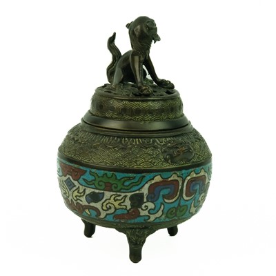 Lot 128 - A Chinese bronze and champleve incense burner, Qing Dynasty, 19th century.