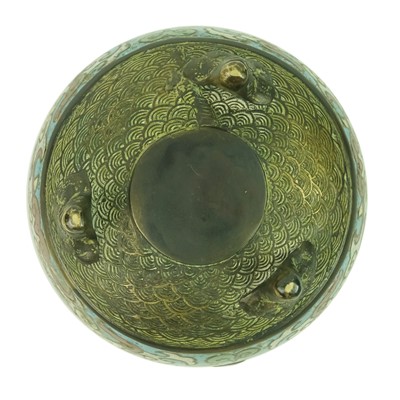 Lot 128 - A Chinese bronze and champleve incense burner, Qing Dynasty, 19th century.