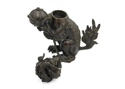 Lot 141 - A Chinese bronze 'lion dog' incense burner, Qing Dynasty, 19th century.